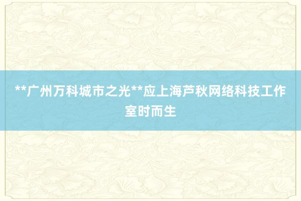 **广州万科城市之光**应上海芦秋网络科技工作室时而生